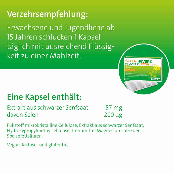 Selen Hevert pflanzlich 200 µg mit natürlichem Selen, 60 pcs. Capsules