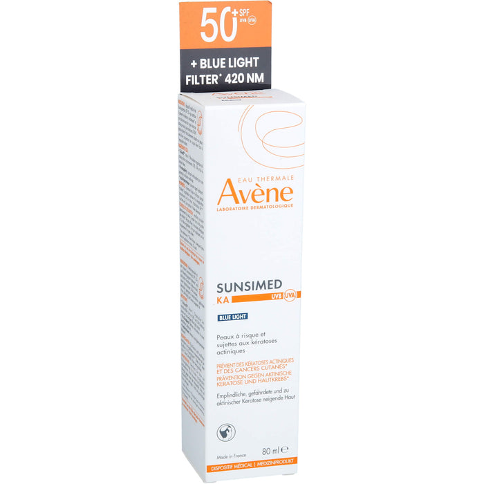 Avène Sunsimed LSF 50+ Eau Thermale KA Sonnenschutz für empfindliche, gefährdete und zu aktinischer Keratose neigende Haut, 80 ml Lösung