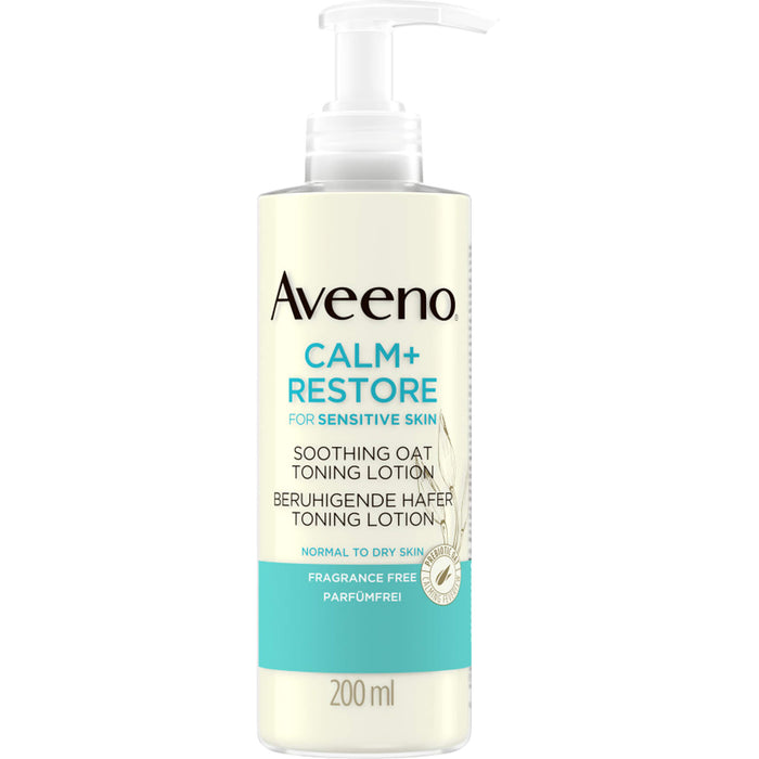 Aveeno Calm + Restore Hafer Toning Lotion für empfindliche Haut, parfümfrei, 200 ml Lotion