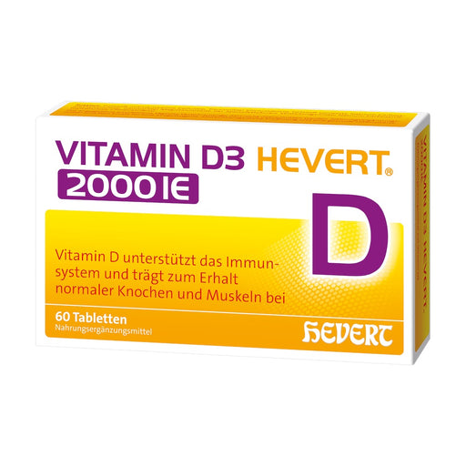 Vitamin D3 Hevert 2000 IE – das Power-Vitamin für Immunabwehr, Knochen und Vitalität, 60 St. Tabletten