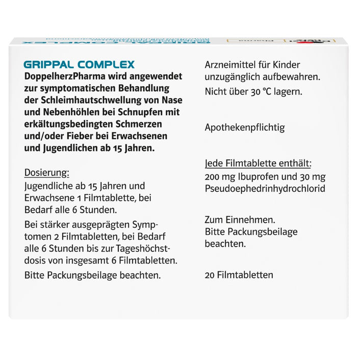 Doppelherz system Grippal Complex Tabletten, 20 pcs. Tablets