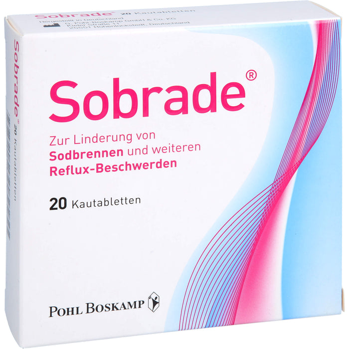Sobrade Kautabletten zur Linderung von Sodbrennen und weiteren Reflux-Beschwerden, 20 pc 