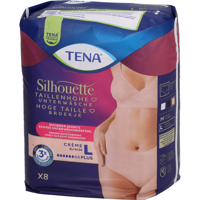 TENA Silhouette taillenhohe Unterwäsche Creme EU 44-54 Gr.L, 8 pcs. Disposable pants
