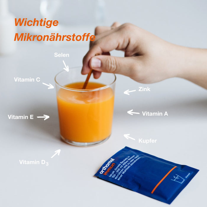 Orthomol Immun - Mikronährstoffe zur Unterstützung des Immunsystems - Nahrungsergänzung mit Vitamin C, Vitamin D und Zink, 7 St. Tagesportionen
