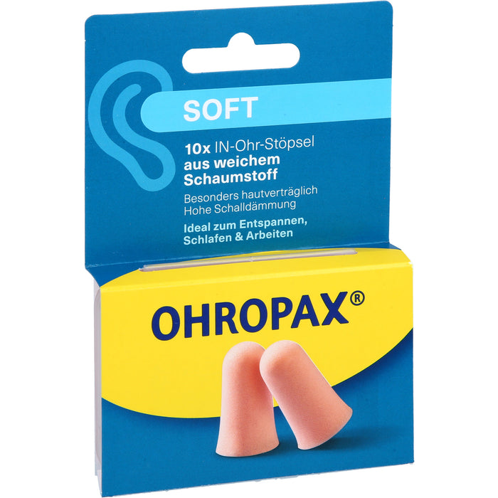 OHROPAX Soft Schaumstoff In-Ohr Stöpsel, 10 pc Bouchons d'oreilles