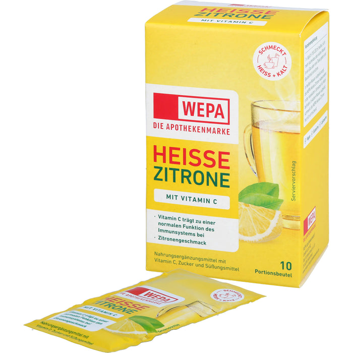 WEPA Heisse Zitrone mit Vitamin C Pulver mit Zitronengeschmack, 10 St. Beutel