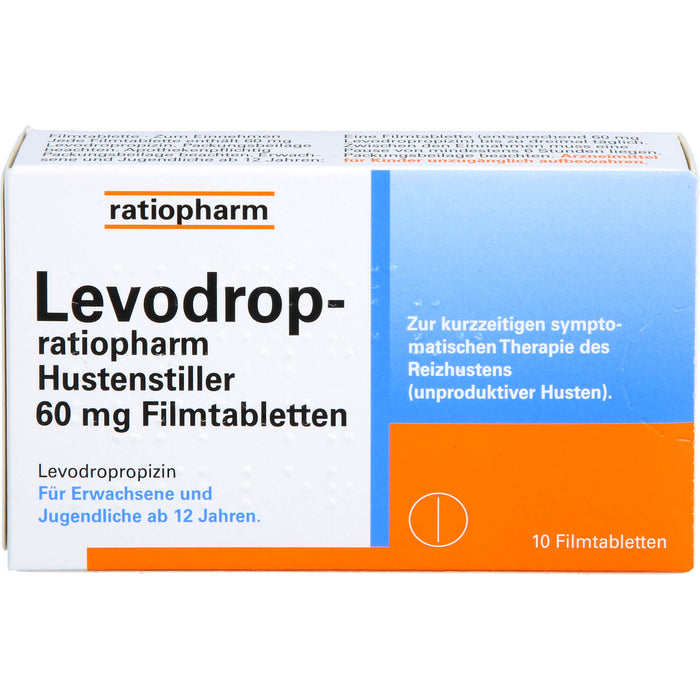 Levodrop-ratiopharm Hustenstiller 60 mg Filmtabletten, 10 St. Tabletten