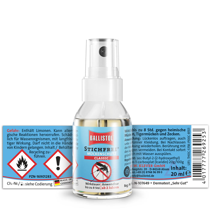 Stichfrei Classic Pumpspray hautfreundlicher Mücken- & Zeckenschutz, 20 ml Spray