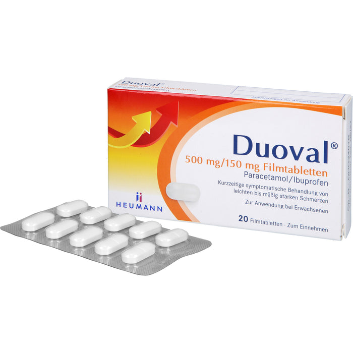 Duoval 500 mg Paracetamol / 150 mg Ibuprofen Filmtabletten, 20 pcs. Tablets