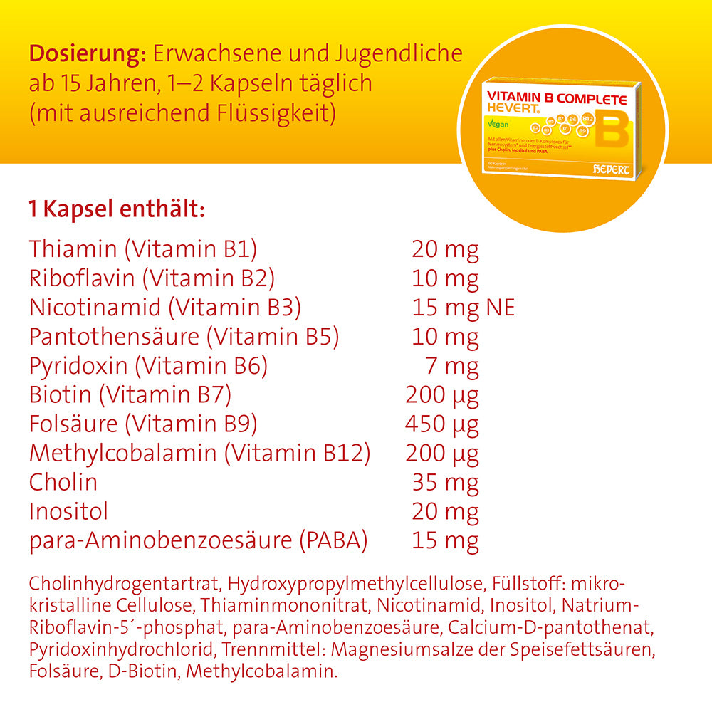 Vitamin B Complete Hevert, 60 St. Kapseln Hevert-Testen