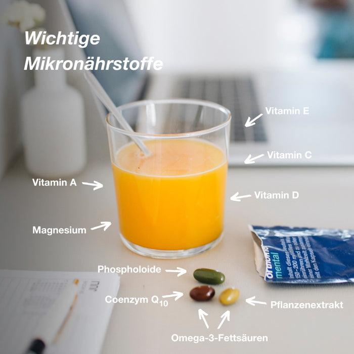 Orthomol Mental - für Gehirn, Konzentration und Gedächtnis - mit Pantothensäure und Omega-3-Fettsäuren - Granulat/Kapseln, 30 St. Tagesportionen