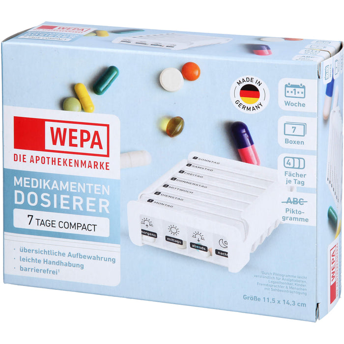 WEPA Medikamentendosierer 7 Tage Compact Wochenmagazin weiß, 1 pcs. Dosette