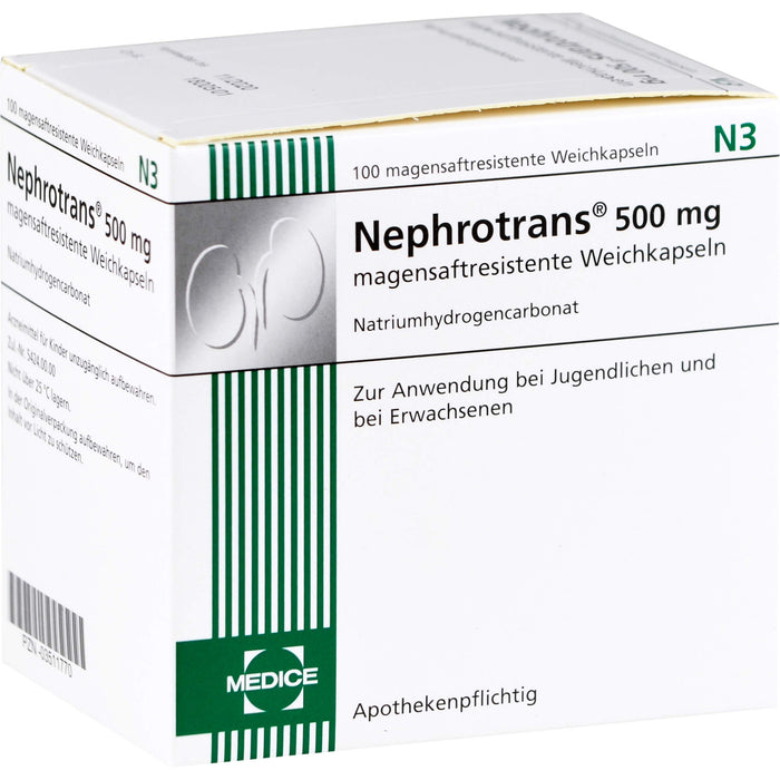 Nephrotrans 500 mg Weichkapseln bei Übersäuerung des Blutes, 100 pcs. Capsules