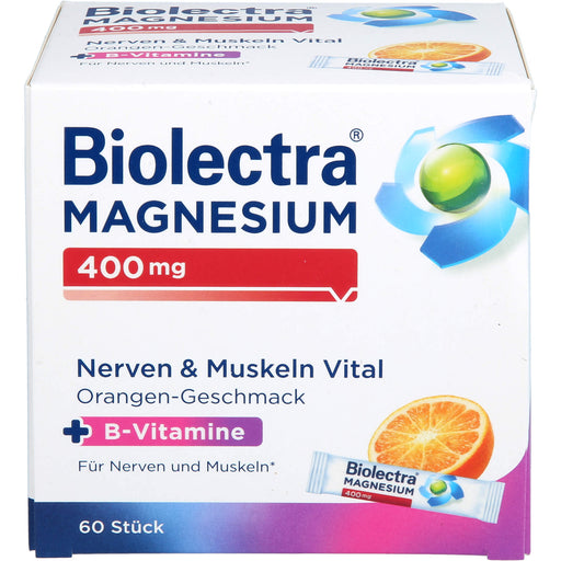 Biolectra Magnesium 400 mg Nerven & Muskeln Vital Sticks mit Orangen-Geschmack, 60 St. Sticks