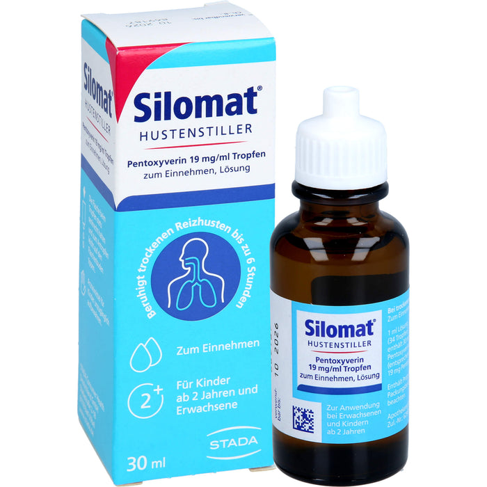 Silomat Hustenstiller Pentoxyverin 19 mg/ml Tropfen beruhigt trockenen Reizhusten, 30 ml Solution