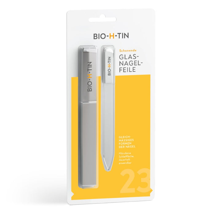 BIO-H-TIN Schonende Glas-Nagelfeile: Sanftes Feilen, glatte Nagelränder & Schutz vor Spliss, 1 St. Feile