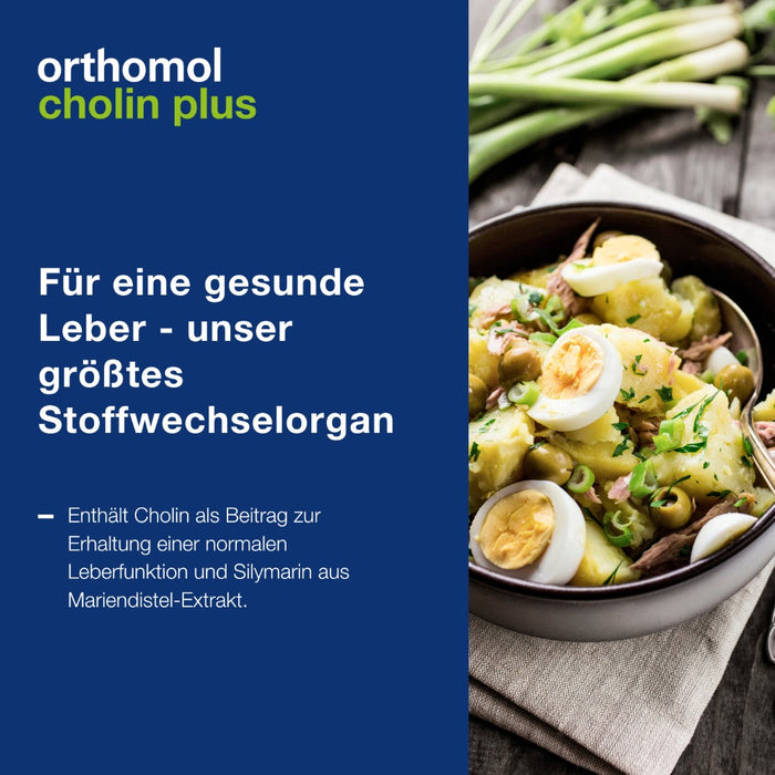 Orthomol Cholin Plus - zur Erhaltung einer normalen Leberfunktion - mit Silymarin aus Mariendistel-Extrakt, 30 pc Portions quotidiennes