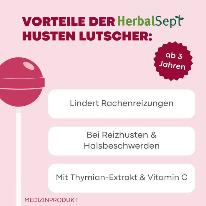 DR. THEISS Hedelix Herbalsept Hals Lutscher Kids bei Halsbeschwerden und Heiserkeit, 6 St. Lutscher