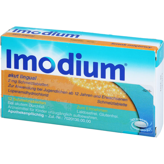 Imodium akut lingual 2 mg Schmelztabletten Reimport Kohlpharma, 12 pc Tablettes