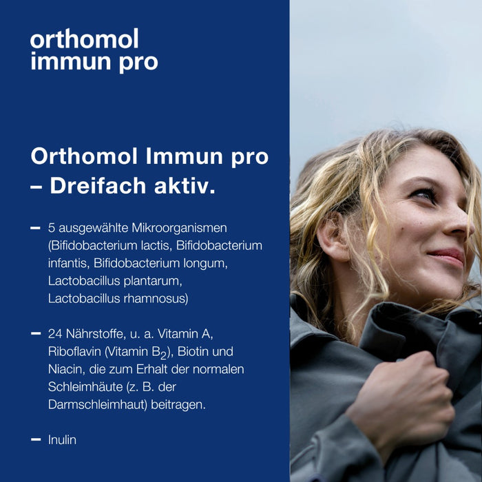 Orthomol Immun pro - Nahrungsergänzungsmittel mit Mikronährstoffen, Inulin und ausgewählten Mikroorganismen - Granulat/Kapsel, 30 St. Tagesportionen
