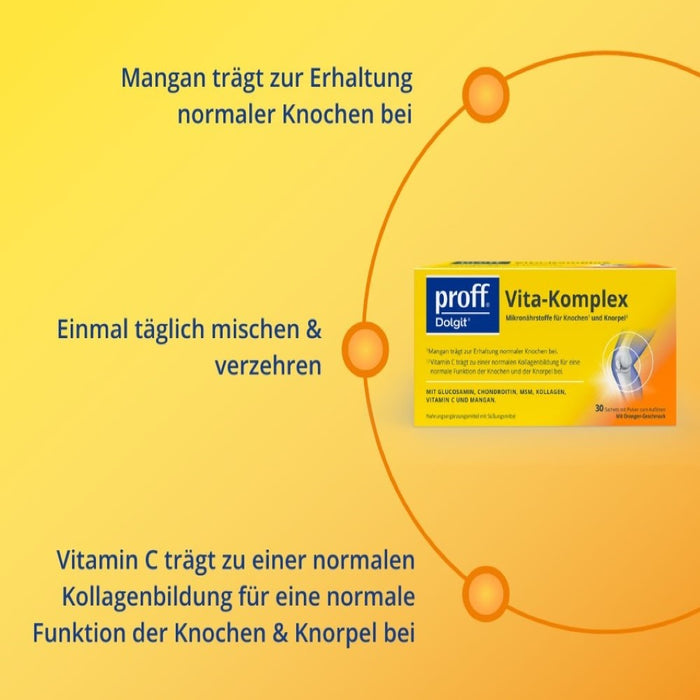 Proff Dolgit Vita-Komplex Pulver für Knochen und Knorpel mit Orangen-Geschmack, 30 St. Beutel