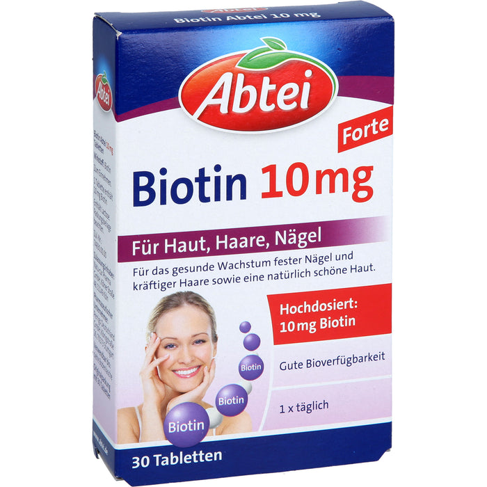 Abtei Biotin 10 mg forte Tabletten für Haut, Haare und Nägel, 30 pc Tablettes