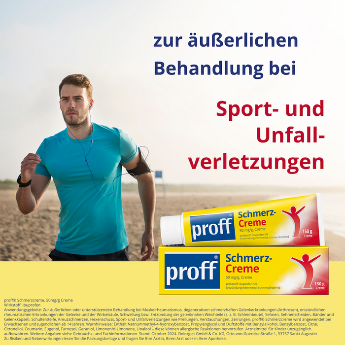 proff Schmerzcreme mit Ibuprofen – zur äußerlichen Behandlung von Muskel-, Gelenk- und Rückenschmerzen bei rheumatischen Erkrankungen oder nach Sport- und Unfallverletzungen, 150 g Crème