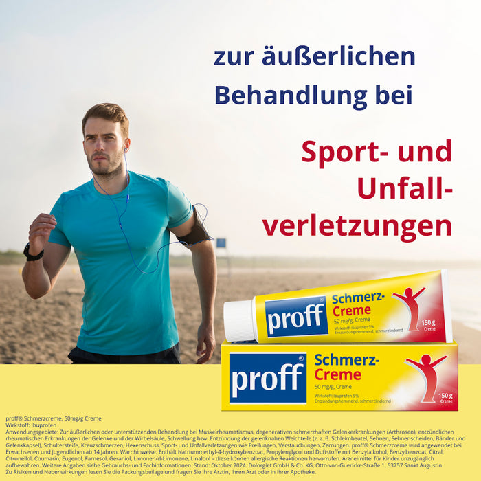 proff Schmerzcreme mit Ibuprofen – zur äußerlichen Behandlung von Muskel-, Gelenk- und Rückenschmerzen bei rheumatischen Erkrankungen oder nach Sport- und Unfallverletzungen, 150 g Creme