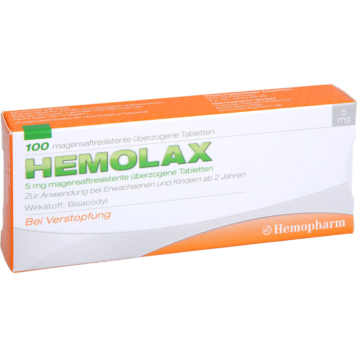 Hemolax 5 mg Tabletten bei Verstopfung, 100 pc Tablettes