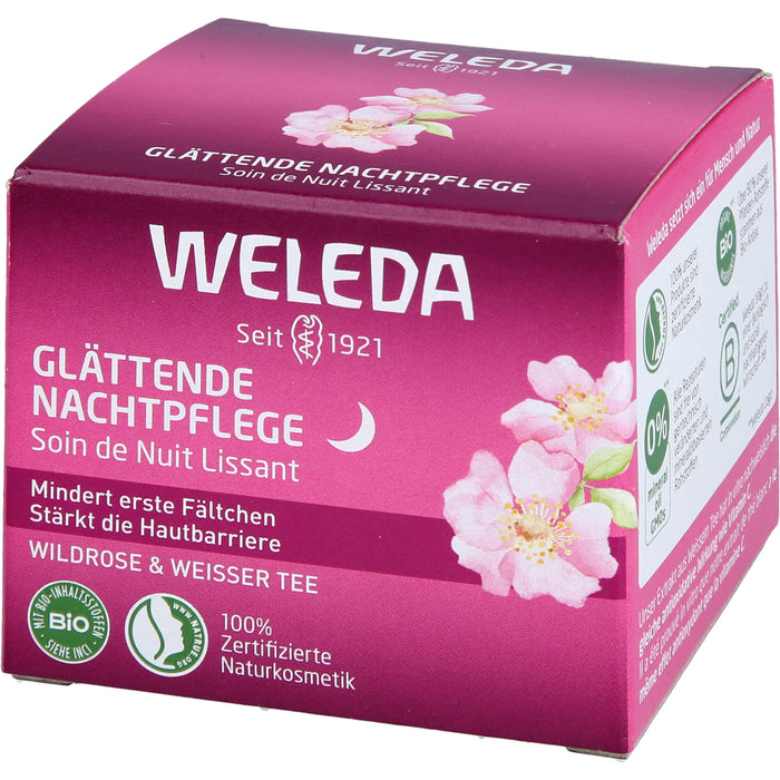 WELEDA glättende Nachtpflege Wildrose & Weißer Tee stärkt die Hautbarriere, mindert erste Fältchen, 40 ml Crème