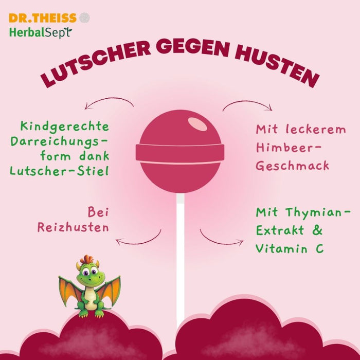 DR. THEISS Hedelix Herbalsept Hals Lutscher Kids bei Halsbeschwerden und Heiserkeit, 6 pcs. Lollipop