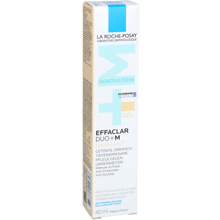La Roche-Posay Effaclar Duo+M Unifiant getönte, dreifach tiefenwirksame Pflege gegen Unreinheiten heller Farbton, 40 ml Crème
