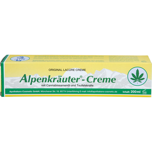 Alpenkräuter Creme Lacure m.Cannabisöl u.Teufelskr, 200 ml CRE