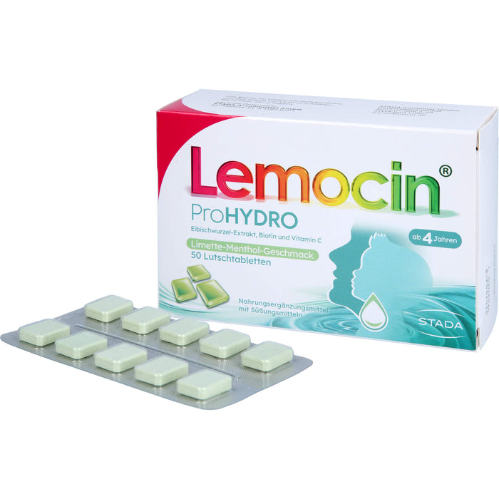 Lemocin ProHydro Lutschtabletten mit Limetten-Menthol-Geschmack zur Beruhigung und Befeuchtung von Hals und Rachen, 50 pcs. Tablets
