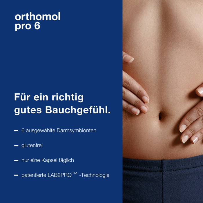 Orthomol Pro 6 Kapseln - mit einer Kombination ausgewählter Darmsymbionten und Vitamin C, 10 St. Tagesportionen