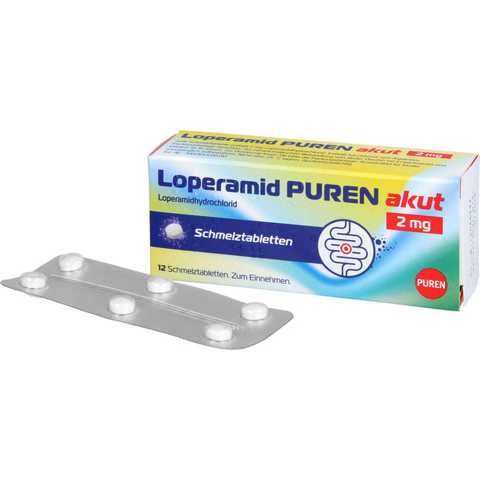 Loperamid PUREN akut 2 mg Schmelztabletten, 12 St. Tabletten