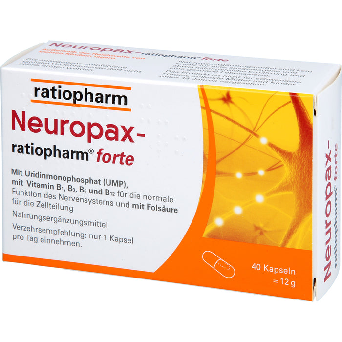 Neuropax-ratiopharm forte Kapseln mit Uridinmonophosphat (UMP), Vitamin B12 und Folsäure zur Unterstützung der Nervenregeneration, 40 St. Kapseln