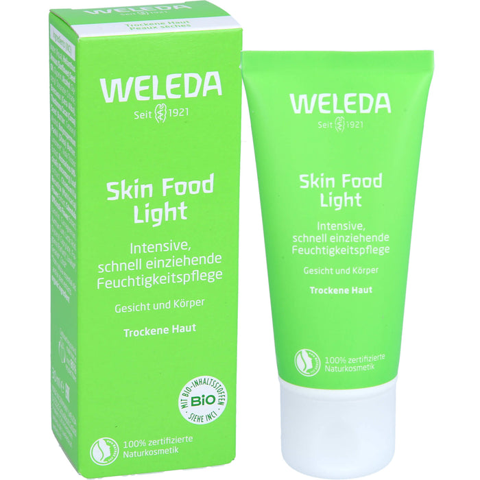 WELEDA Skin Food Light intensive, schnell einziehende Feuchtigkeitspflege für Gesicht und Körper, 30 ml Cream