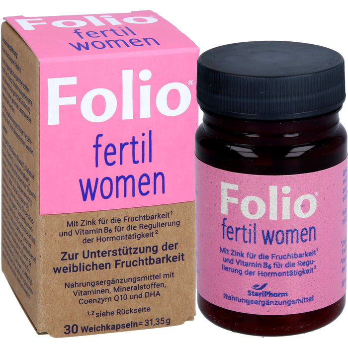 Folio fertil women Weichkapseln zur Unterstützung der weiblichen Fruchtbarkeit, 30 pc Capsules