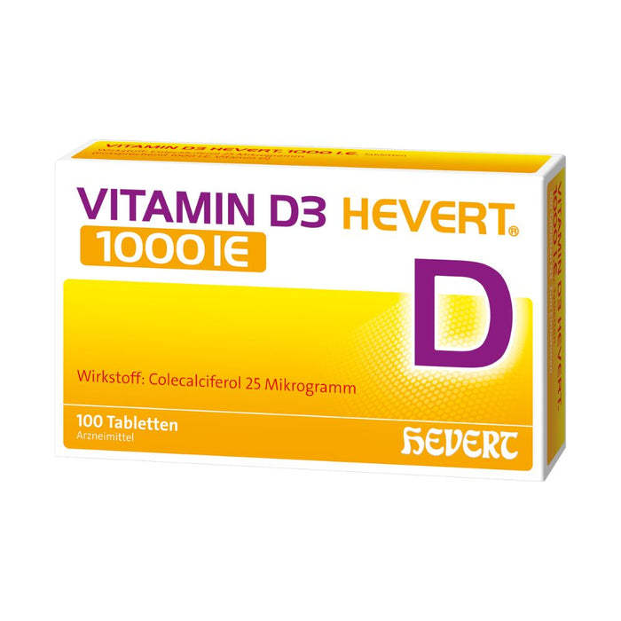 Vitamin D3 Hevert 1000 IE bei Vitamin-D-Mangel und erhöhtem Bedarf, 100 St. Tabletten