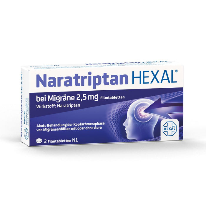 Naratriptan HEXAL bei Migräne Filmtabletten, 2 pc Tablettes