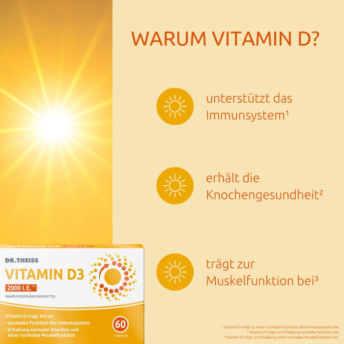 Dr. THEISS Vitamin D3 2000 I.E., 60 pc Tablettes