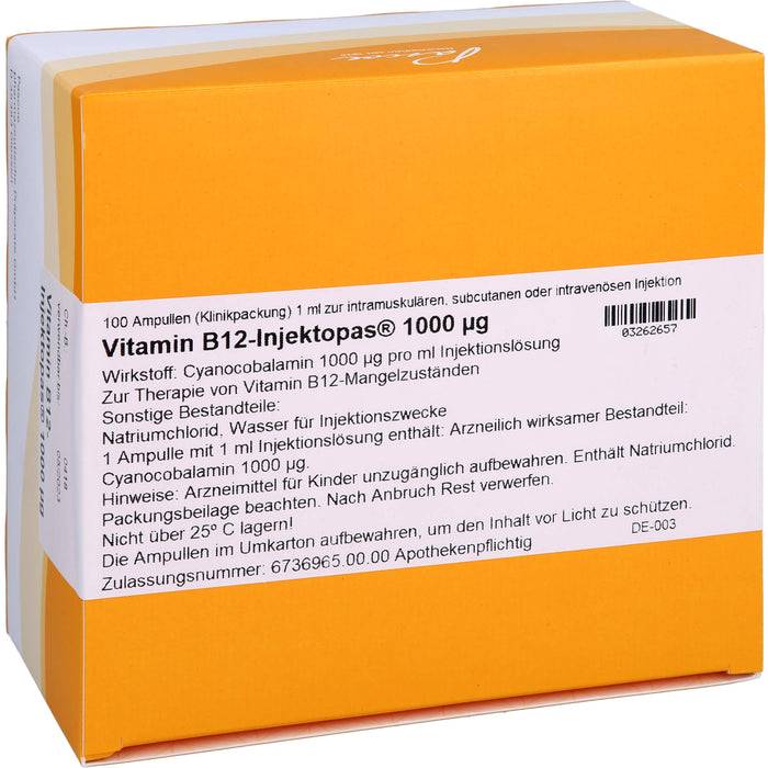 Vitamin B12-Injektopas  1000 µg, 100 pcs. Ampoules