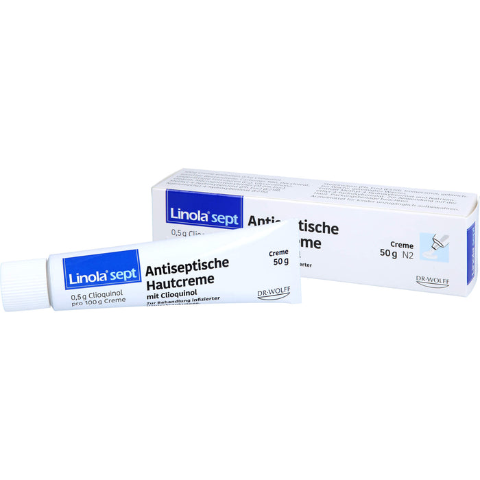Linola sept antiseptische Hautcreme mit Clioquinol bei abgeschürfter, entzündeter oder eitriger Haut, 50 g Creme