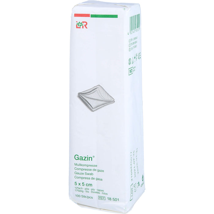 Gazin Mullkompresse 5 cm x 5 cm unsteril 12 lagig, 100 pcs. Compresses