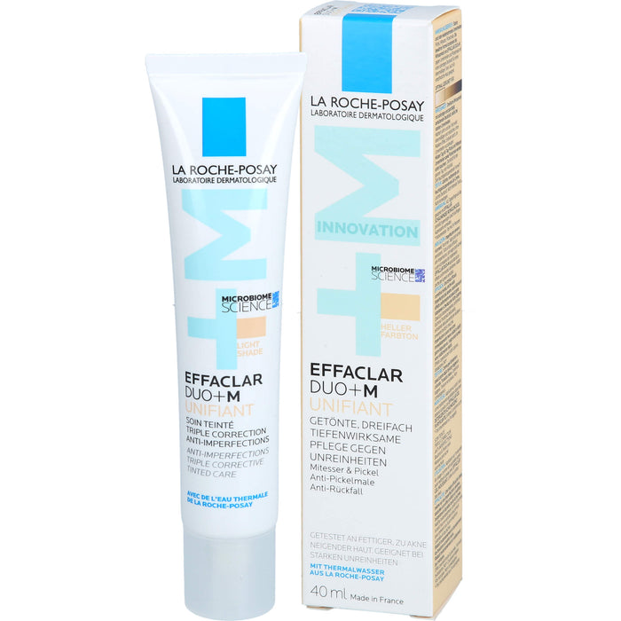 La Roche-Posay Effaclar Duo+M Unifiant getönte, dreifach tiefenwirksame Pflege gegen Unreinheiten heller Farbton, 40 ml Crème