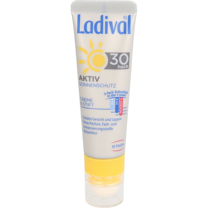 Ladival Aktiv Gesicht und Lippen LSF 30 Creme und Stift, 1 St. Kombipackung