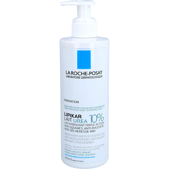 La Roche-Posay Lipikar Lait Urea 10 % feuchtigkeitsspendende Körperlotion mit 10 % Urea für sehr trockene Haut, 400 ml Lotion