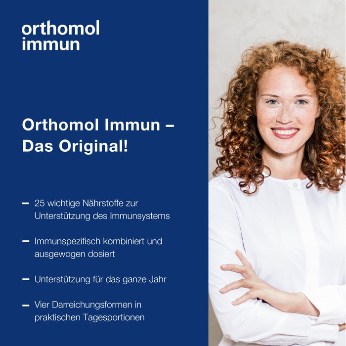 Orthomol Immun - Mikronährstoffe zur Unterstützung des Immunsystems - mit Vitamin C, Vitamin D und Zink - Orangen-Geschmack - Direktgranulat, 7 St. Tagesportionen