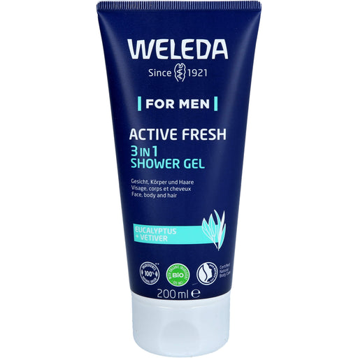 WELEDA for Men Active Fresh 3 in 1 Duschgel erfrischt und belebt, 200 ml Duschgel